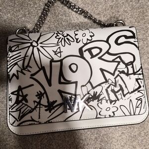 Michael Kors Black and White Graffiti Crossbody Bag